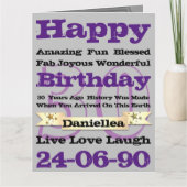 Gepersonaliseerde naam Verjaardag Woorden Happy Bi Kaart (Voorkant)