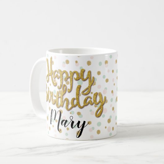 Gepersonaliseerde naam verjaardagsmeisje mok (Voorkant links)