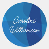 Gepersonaliseerde naam Vibrant Blue Favoriet Afstu Ronde Sticker (Voorkant)