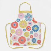 Gepersonaliseerde naam Vibrant Retro Bloemen Zomer Schort (Voorkant)