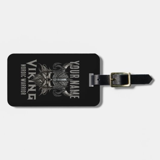 Gepersonaliseerde NAAM Viking Warrior Heritage Bagagelabel (Voorkant horizontaal)