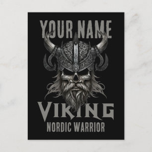 Gepersonaliseerde NAAM Viking Warrior Heritage Feestdagenkaart