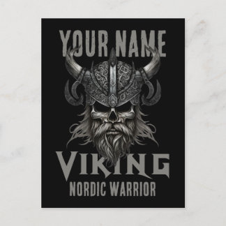 Gepersonaliseerde NAAM Viking Warrior Heritage Feestdagenkaart
