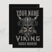 Gepersonaliseerde NAAM Viking Warrior Heritage Feestdagenkaart (Voorkant / Achterkant)