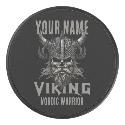 Gepersonaliseerde NAAM Viking Warrior Heritage Hockey Puck (Voorkant)
