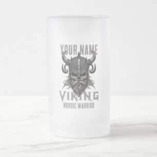 Gepersonaliseerde NAAM Viking Warrior Heritage Matglas Bierpul