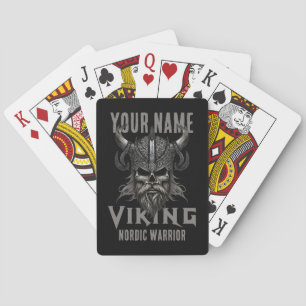 Gepersonaliseerde NAAM Viking Warrior Heritage Pokerkaarten