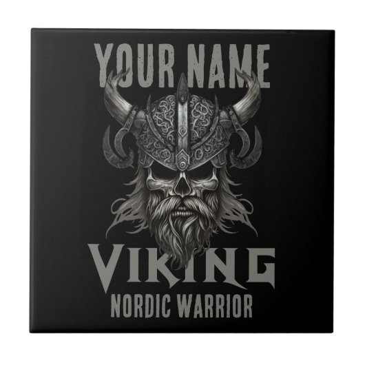 Gepersonaliseerde NAAM Viking Warrior Heritage Tegeltje (Voorkant)