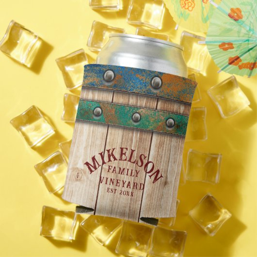Gepersonaliseerde naam Vineyard Wood Barrel Blikjeskoeler (Insitu Zomer)