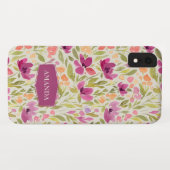 Gepersonaliseerde naam Violet bloemenpatroon Case-Mate iPhone Case (Achterkant (horizontaal))