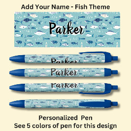 Gepersonaliseerde naam, Vis Gevist Visliefhebber Zwarte Inkt Pen