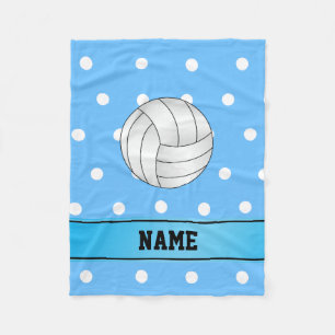 Gepersonaliseerde naam volleybal blauw wit stippen fleece deken