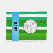 Gepersonaliseerde naam volleybal groen witte strep fleece deken (Voorkant (Horizontaal))