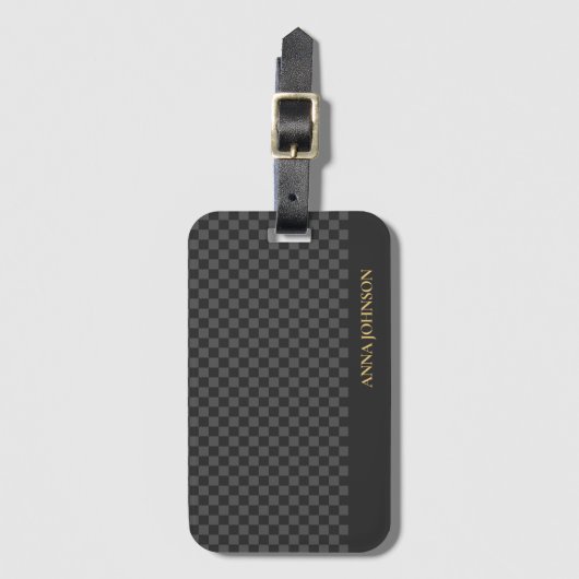 Gepersonaliseerde naam voor geruit patroon bagagelabel (Voorkant (verticaal))