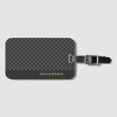 Gepersonaliseerde naam voor geruit patroon bagagelabel (Voorkant (horizontaal))