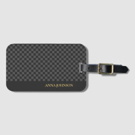 Gepersonaliseerde naam voor geruit patroon bagagelabel