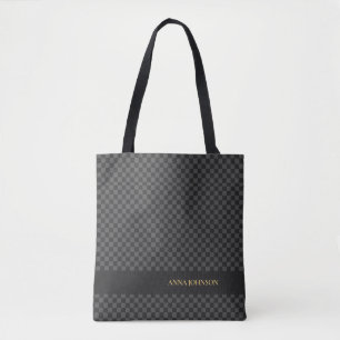 Gepersonaliseerde naam voor geruit patroon tote bag