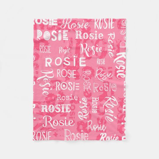 Gepersonaliseerde naam voor Rosie Pink Fleece Deken (Voorkant)