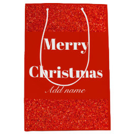 Gepersonaliseerde naam vrolijk kerstcadeau tas medium cadeauzakje