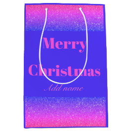 Gepersonaliseerde naam vrolijk kerstcadeau tas medium cadeauzakje