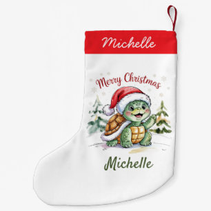 Gepersonaliseerde naam Vrolijke Kerstschildpad in  Kleine Kerstsok