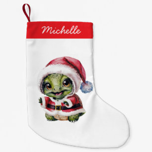 Gepersonaliseerde naam Vrolijke Kerstschildpad in Kleine Kerstsok