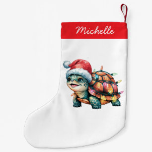 Gepersonaliseerde naam Vrolijke Kerstschildpad in Kleine Kerstsok
