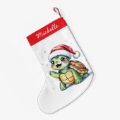 Gepersonaliseerde naam Vrolijke Kerstschildpad in  Kleine Kerstsok (Achterkant (Hangend))