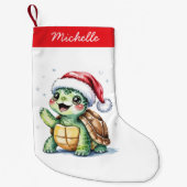 Gepersonaliseerde naam Vrolijke Kerstschildpad in  Kleine Kerstsok (Voorkant)