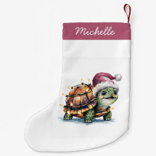 Gepersonaliseerde naam Vrolijke Kerstschildpad in  Kleine Kerstsok