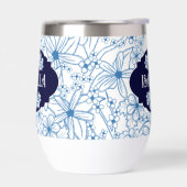 Gepersonaliseerde naam Vrouwelijk Blauw Bloempatro (Links)