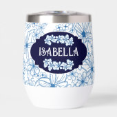 Gepersonaliseerde naam Vrouwelijk Blauw Bloempatro (Voorkant)