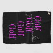 Gepersonaliseerde naam Vrouwen Neon Pink Golfhanddoek (Horizontaal)