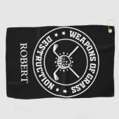Gepersonaliseerde naam Wapens van Grass Destructio Golfhanddoek (Horizontaal)