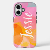 Gepersonaliseerde Naam Waterverf Abstract Roze Scr Case-Mate iPhone Case (Achterkant)
