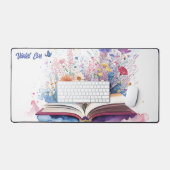 Gepersonaliseerde Naam Waterverf Boek en Bloemen Bureaumat (Keyboard & Muis)