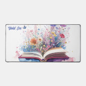 Gepersonaliseerde Naam Waterverf Boek en Bloemen Bureaumat (Voorkant)