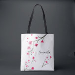 Gepersonaliseerde naam waterverf Cherry Blossom Tote Bag<br><div class="desc">Vier de vriendschap in stijl met deze gepersonaliseerde Cherry Blossom Waterverf Canvas tas. Perfect voor bruidsmeisjes, beste vrienden, of klasse reünies, deze elegante bloementuin tas is voorzien van een my kersenbloesem waterverf ontwerp en kan worden aangepast met een naam. Een mooie en praktische herinnering, deze lichtgewicht maar toch duurzame tas...</div>