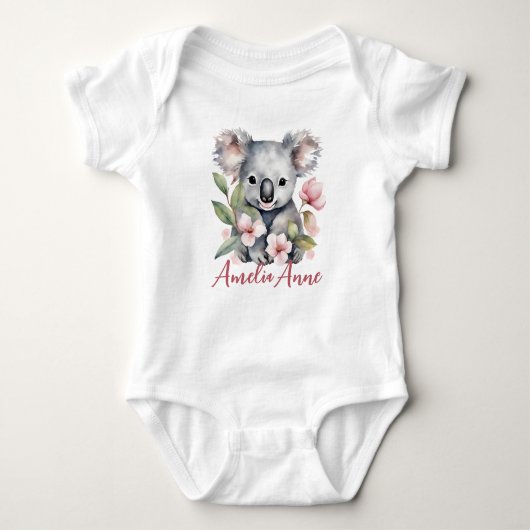 Gepersonaliseerde naam Waterverf Koala Beer Romper (Voorkant)