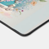 Gepersonaliseerde naam Waterverf Retro Bus Bloemen Bureaumat (Hoek)