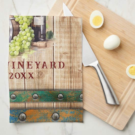 Gepersonaliseerde naam Waterverf Wijngaard houten  Theedoek (Quarter Fold)