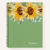 Gepersonaliseerde naam Waterverf Zonnebloem Sage G Notitieboek (Voorkant)