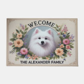 Gepersonaliseerde naam Welkom Amerikaanse Eskimo h Deurmat (Voorkant)