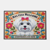 Gepersonaliseerde naam Welkom Maltees Hondenliefhe Deurmat (Voorkant)