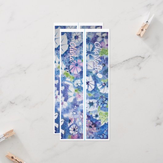 Gepersonaliseerde naam Whimsical Flowers Twee Blad (Voorkant / Achterkant in situ)