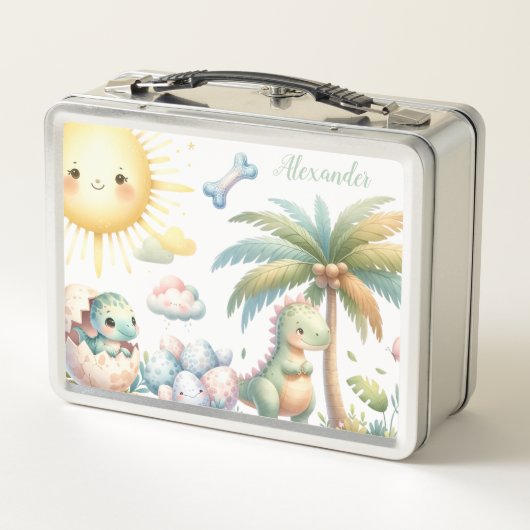 Gepersonaliseerde naam Whimsical Pastel Dinosaur (Achterkant)