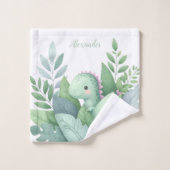 Gepersonaliseerde naam Whimsical Pastel Dinosaur Bad Handdoek (Wasdoekje)