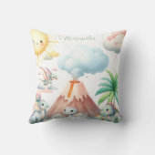Gepersonaliseerde naam Whimsical Pastel Dinosaur Kussen (Achterkant)