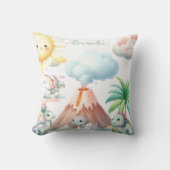 Gepersonaliseerde naam Whimsical Pastel Dinosaur Kussen (Voorkant)