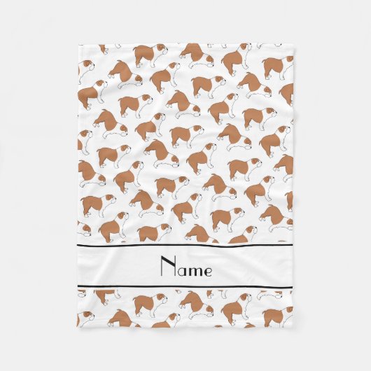 Gepersonaliseerde naam: white Bulldog Fleece Deken (Voorkant)